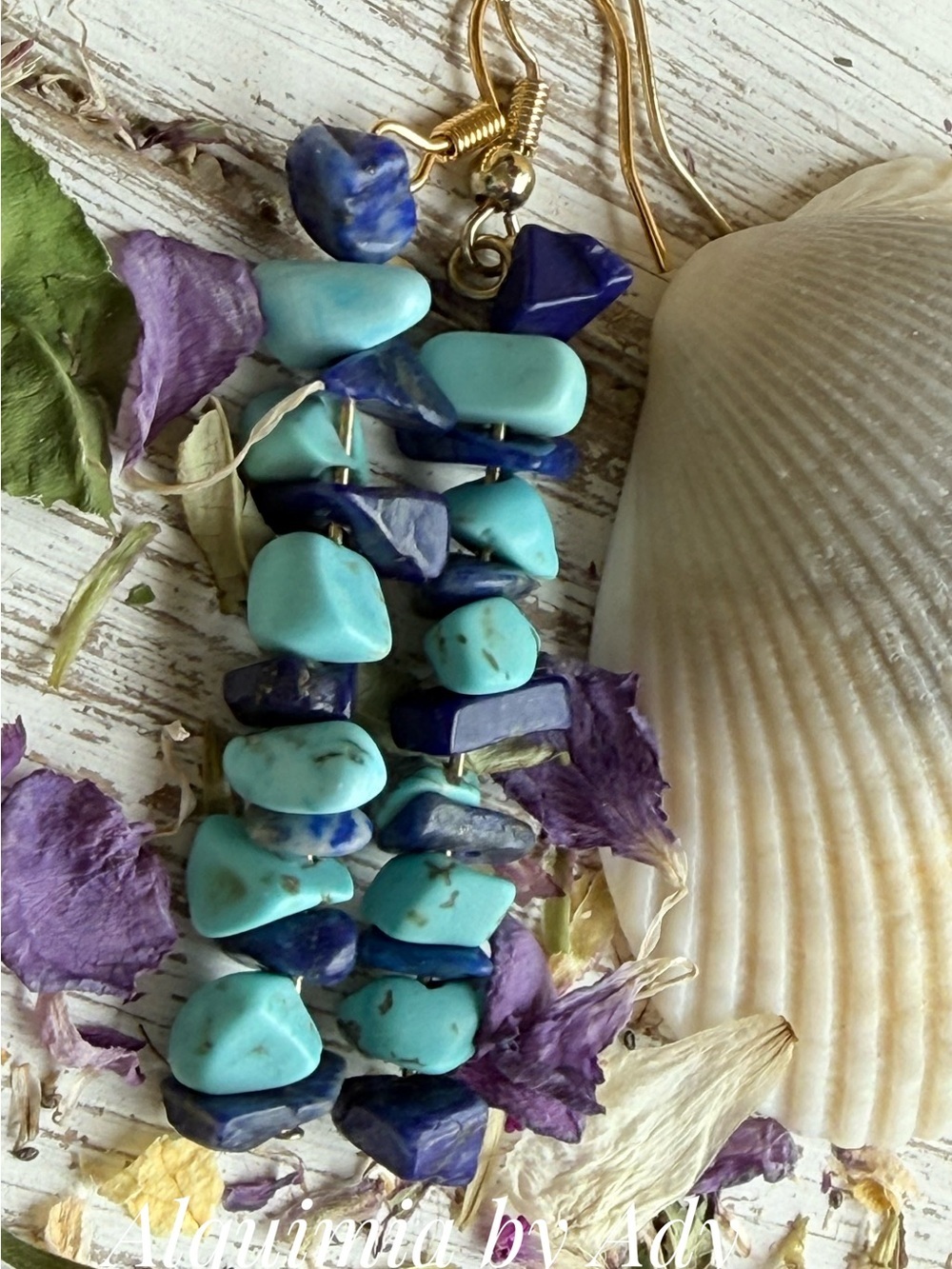 Fall Turquoise and Navy lapis lazuli Stone Earrings